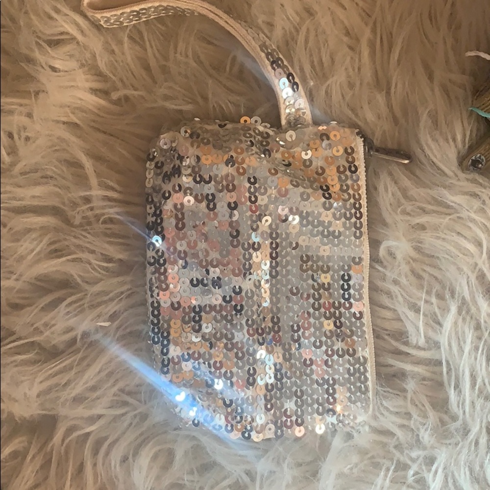 American Eagle silver sequin wristlet